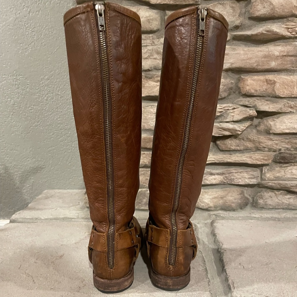 Womens Frye Phillip harness brown boot